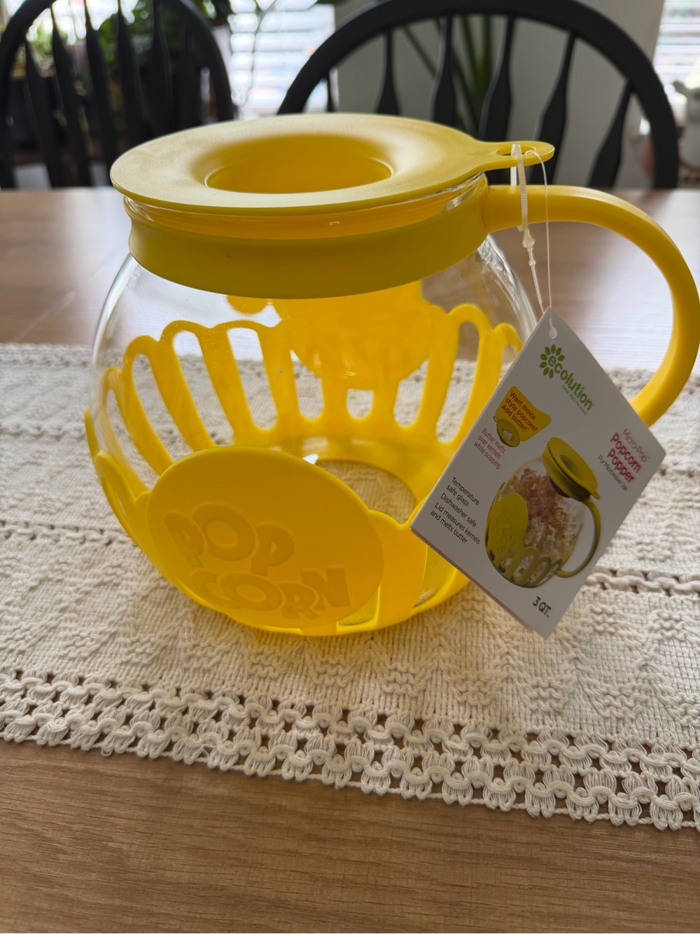 Ecolution Yellow Popcorn Maker Bowl with Lid and Handle